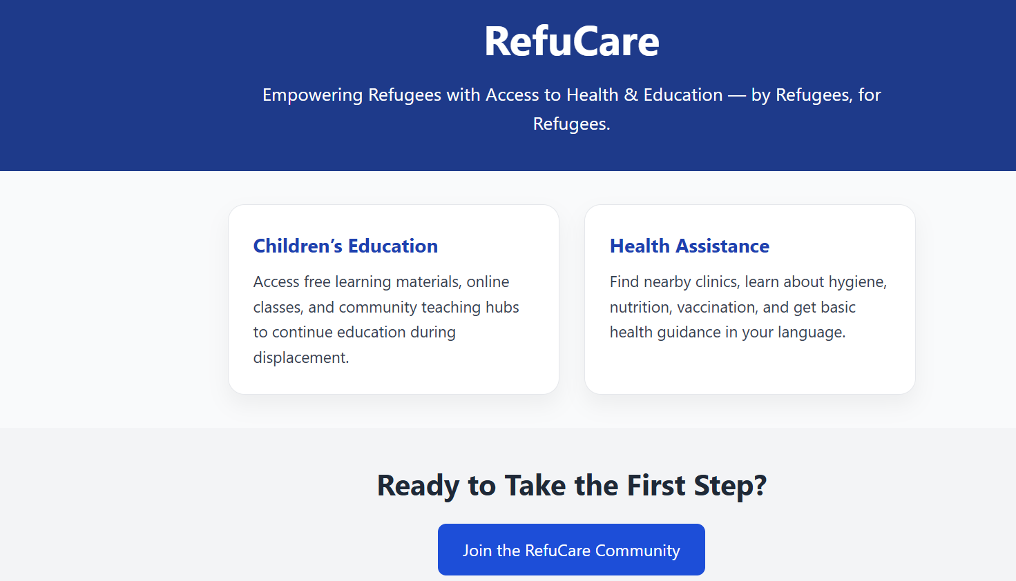 Refugee Care Project Screenshot